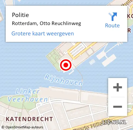 Locatie op kaart van de 112 melding: Politie Rotterdam, Otto Reuchlinweg op 23 september 2019 14:01