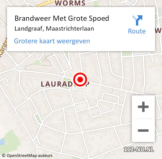 Locatie op kaart van de 112 melding: Brandweer Met Grote Spoed Naar Landgraaf, Maastrichterlaan op 23 september 2019 15:02