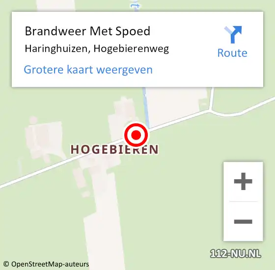 Locatie op kaart van de 112 melding: Brandweer Met Spoed Naar Haringhuizen, Hogebierenweg op 23 september 2019 17:23