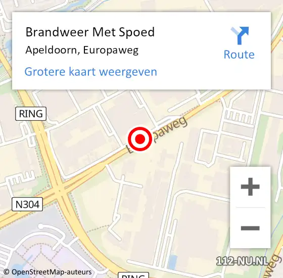 Locatie op kaart van de 112 melding: Brandweer Met Spoed Naar Apeldoorn, Europaweg op 24 september 2019 07:12