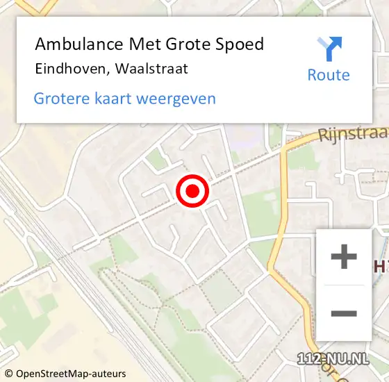 Locatie op kaart van de 112 melding: Ambulance Met Grote Spoed Naar Eindhoven, Waalstraat op 24 september 2019 11:01