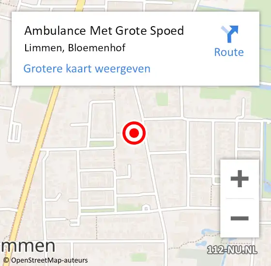 Locatie op kaart van de 112 melding: Ambulance Met Grote Spoed Naar Limmen, Bloemenhof op 24 september 2019 12:00