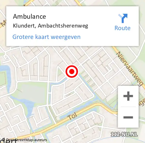 Locatie op kaart van de 112 melding: Ambulance Klundert, Ambachtsherenweg op 24 september 2019 13:44