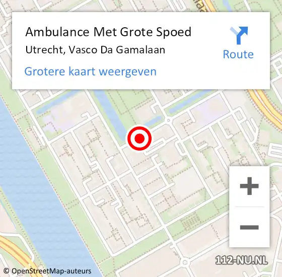 Locatie op kaart van de 112 melding: Ambulance Met Grote Spoed Naar Utrecht, Vasco Da Gamalaan op 24 september 2019 15:27