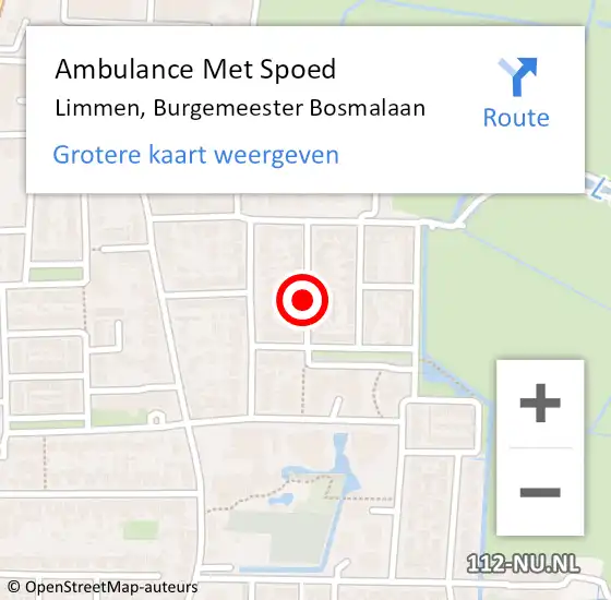 Locatie op kaart van de 112 melding: Ambulance Met Spoed Naar Limmen, Burgemeester Bosmalaan op 24 september 2019 16:34