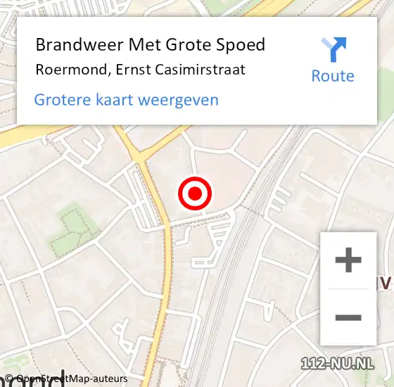 Locatie op kaart van de 112 melding: Brandweer Met Grote Spoed Naar Roermond, Ernst Casimirstraat op 24 september 2019 17:32