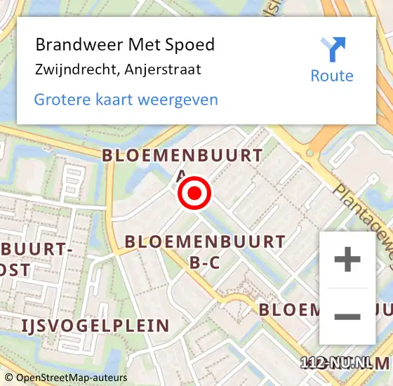 Locatie op kaart van de 112 melding: Brandweer Met Spoed Naar Zwijndrecht, Anjerstraat op 24 september 2019 19:04