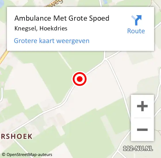 Locatie op kaart van de 112 melding: Ambulance Met Grote Spoed Naar Knegsel, Hoekdries op 24 september 2019 23:56