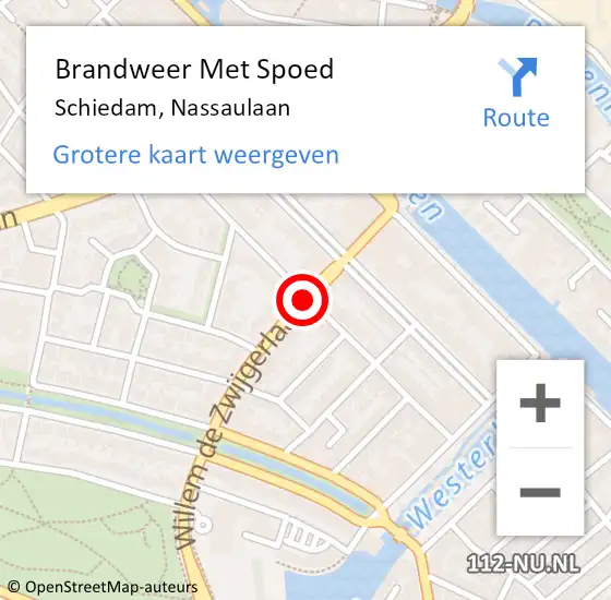 Locatie op kaart van de 112 melding: Brandweer Met Spoed Naar Schiedam, Nassaulaan op 25 september 2019 00:49