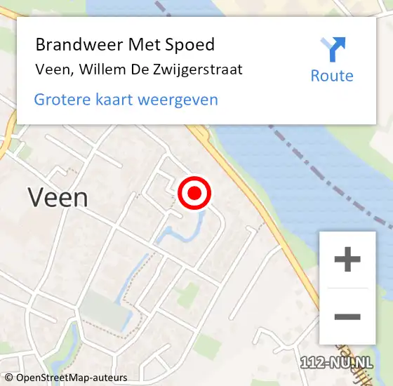 Locatie op kaart van de 112 melding: Brandweer Met Spoed Naar Veen, Willem De Zwijgerstraat op 25 september 2019 07:08