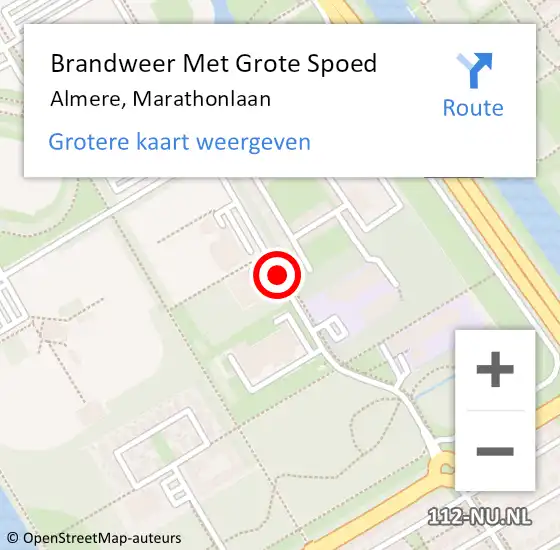 Locatie op kaart van de 112 melding: Brandweer Met Grote Spoed Naar Almere, Marathonlaan op 25 september 2019 11:11