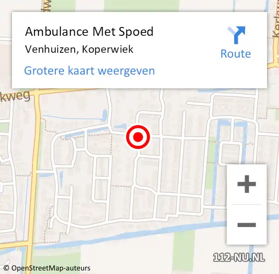 Locatie op kaart van de 112 melding: Ambulance Met Spoed Naar Venhuizen, Koperwiek op 25 september 2019 13:50