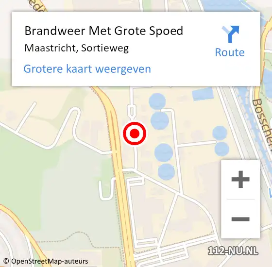 Locatie op kaart van de 112 melding: Brandweer Met Grote Spoed Naar Maastricht, Sortieweg op 25 september 2019 14:39