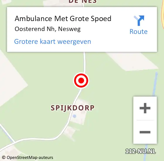 Locatie op kaart van de 112 melding: Ambulance Met Grote Spoed Naar Oosterend Nh, Nesweg op 25 september 2019 15:47