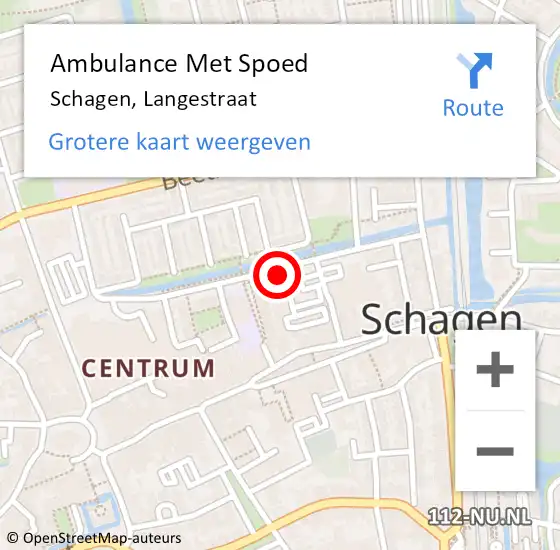 Locatie op kaart van de 112 melding: Ambulance Met Spoed Naar Schagen, Langestraat op 25 september 2019 15:54