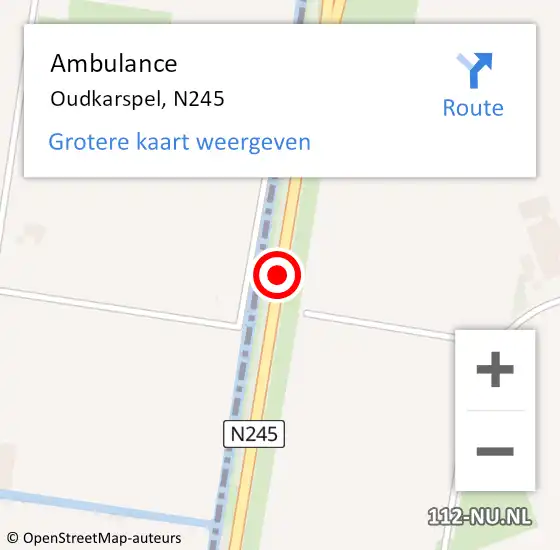 Locatie op kaart van de 112 melding: Ambulance Oudkarspel, N245 op 25 september 2019 17:44
