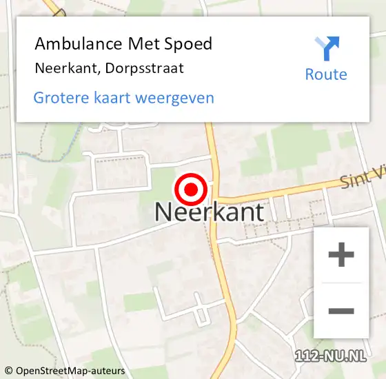 Locatie op kaart van de 112 melding: Ambulance Met Spoed Naar Neerkant, Dorpsstraat op 26 september 2019 10:13