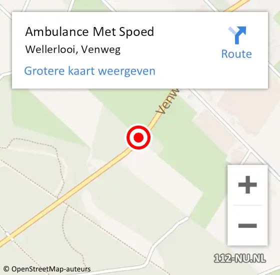 Locatie op kaart van de 112 melding: Ambulance Met Spoed Naar Wellerlooi, Venweg op 26 september 2019 10:55