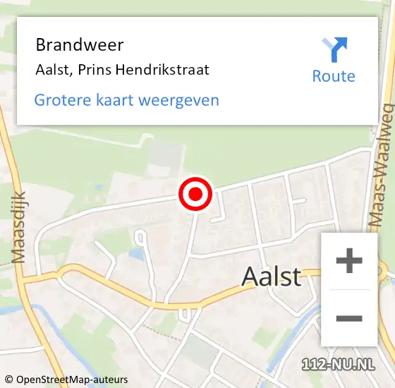 Locatie op kaart van de 112 melding: Brandweer Aalst, Prins Hendrikstraat op 26 september 2019 15:58