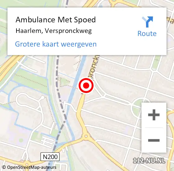 Locatie op kaart van de 112 melding: Ambulance Met Spoed Naar Haarlem, Verspronckweg op 26 september 2019 20:11
