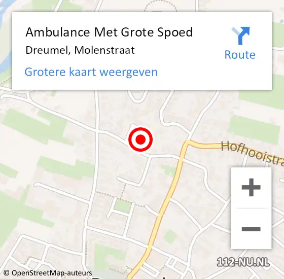 Locatie op kaart van de 112 melding: Ambulance Met Grote Spoed Naar Dreumel, Molenstraat op 26 september 2019 20:23