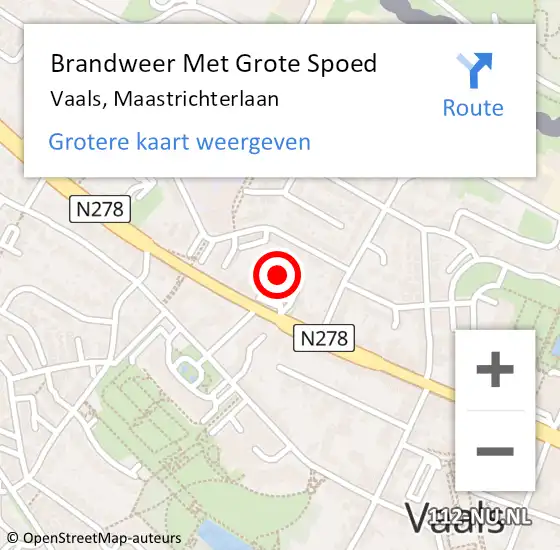 Locatie op kaart van de 112 melding: Brandweer Met Grote Spoed Naar Vaals, Maastrichterlaan op 26 september 2019 20:49
