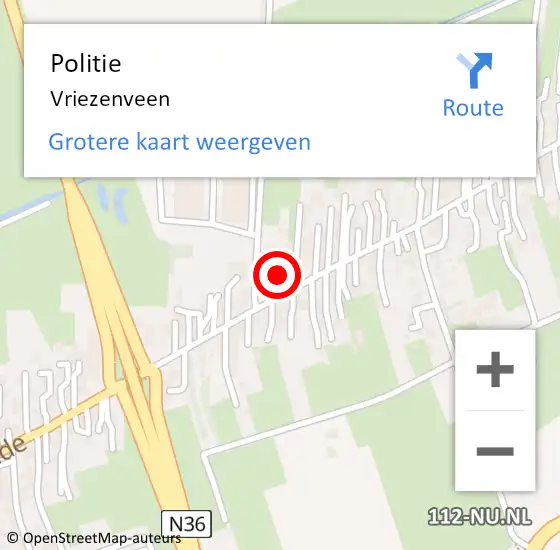 Locatie op kaart van de 112 melding: Politie Vriezenveen op 27 september 2019 09:15