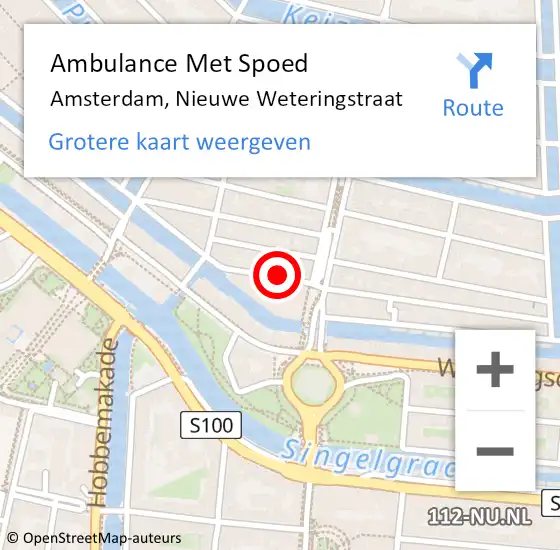 Locatie op kaart van de 112 melding: Ambulance Met Spoed Naar Amsterdam, Nieuwe Weteringstraat op 27 september 2019 15:45