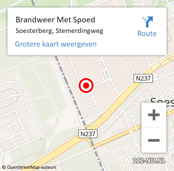 Locatie op kaart van de 112 melding: Brandweer Met Spoed Naar Soesterberg, Stemerdingweg op 27 september 2019 18:21