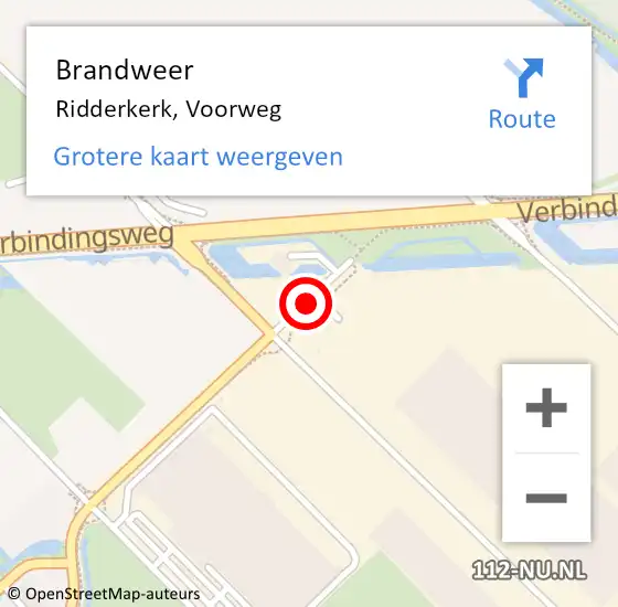 Locatie op kaart van de 112 melding: Brandweer Ridderkerk, Voorweg op 27 september 2019 23:31