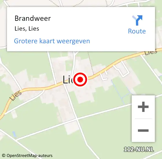 Locatie op kaart van de 112 melding: Brandweer Lies, Lies op 27 september 2019 23:40