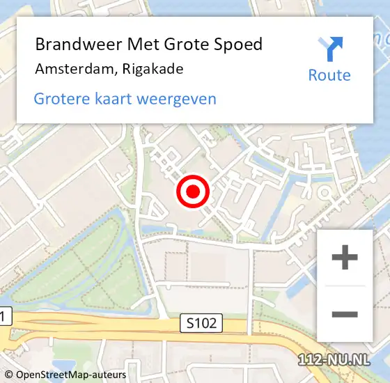 Locatie op kaart van de 112 melding: Brandweer Met Grote Spoed Naar Amsterdam, Rigakade op 28 september 2019 09:35