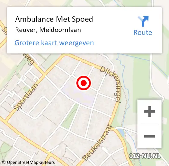 Locatie op kaart van de 112 melding: Ambulance Met Spoed Naar Reuver, Meidoornlaan op 28 september 2019 10:14