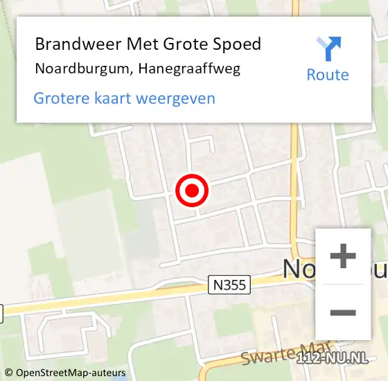 Locatie op kaart van de 112 melding: Brandweer Met Grote Spoed Naar Noardburgum, Hanegraaffweg op 28 september 2019 14:53