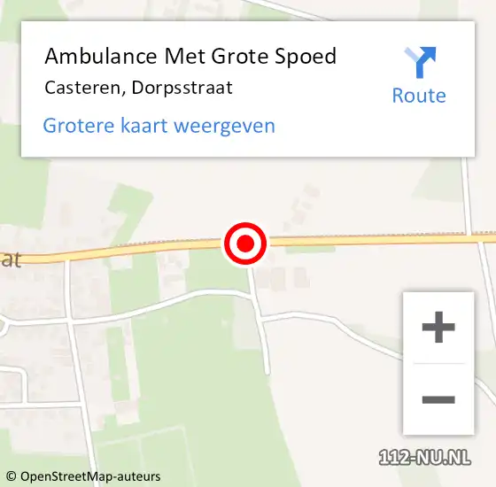 Locatie op kaart van de 112 melding: Ambulance Met Grote Spoed Naar Casteren, Dorpsstraat op 28 september 2019 17:25