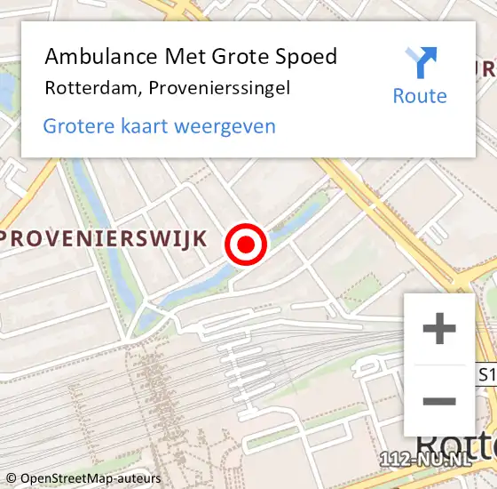 Locatie op kaart van de 112 melding: Ambulance Met Grote Spoed Naar Rotterdam, Provenierssingel op 29 september 2019 05:59
