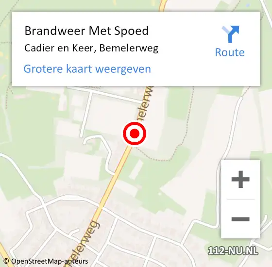 Locatie op kaart van de 112 melding: Brandweer Met Spoed Naar Cadier en Keer, Bemelerweg op 29 september 2019 09:21