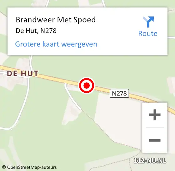 Locatie op kaart van de 112 melding: Brandweer Met Spoed Naar De Hut, N278 op 29 september 2019 10:50