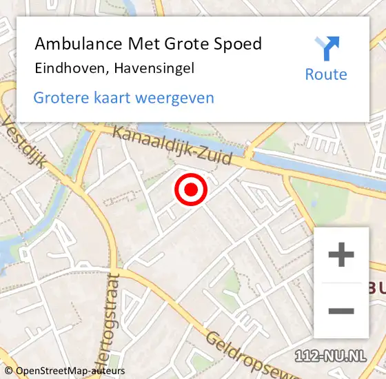 Locatie op kaart van de 112 melding: Ambulance Met Grote Spoed Naar Eindhoven, Havensingel op 29 september 2019 12:40