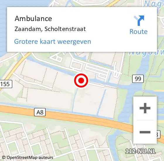 Locatie op kaart van de 112 melding: Ambulance Zaandam, Scholtenstraat op 29 september 2019 12:43