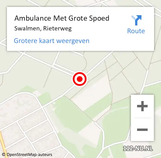 Locatie op kaart van de 112 melding: Ambulance Met Grote Spoed Naar Swalmen, Rieterweg op 29 september 2019 13:12