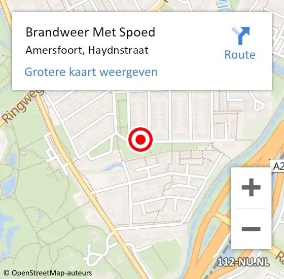 Locatie op kaart van de 112 melding: Brandweer Met Spoed Naar Amersfoort, Haydnstraat op 29 september 2019 22:43