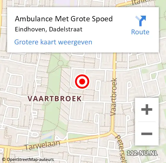 Locatie op kaart van de 112 melding: Ambulance Met Grote Spoed Naar Eindhoven, Dadelstraat op 29 september 2019 22:59