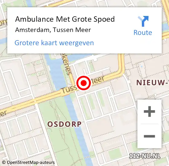 Locatie op kaart van de 112 melding: Ambulance Met Grote Spoed Naar Amsterdam, Tussen Meer op 29 september 2019 23:53