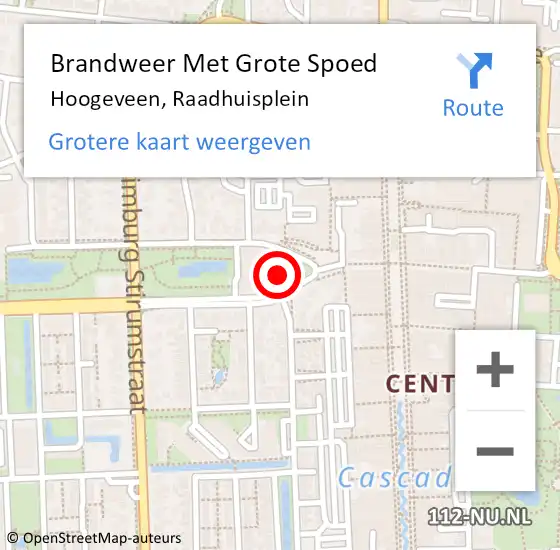 Locatie op kaart van de 112 melding: Brandweer Met Grote Spoed Naar Hoogeveen, Raadhuisplein op 30 september 2019 05:06