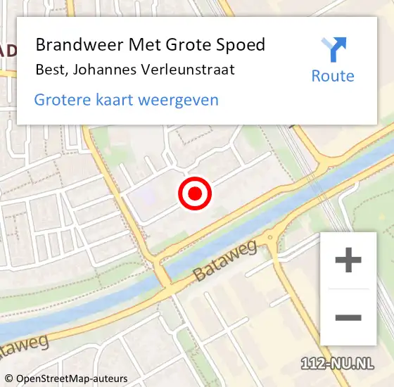 Locatie op kaart van de 112 melding: Brandweer Met Grote Spoed Naar Best, Johannes Verleunstraat op 30 september 2019 07:52