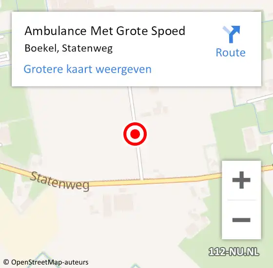 Locatie op kaart van de 112 melding: Ambulance Met Grote Spoed Naar Boekel, Statenweg op 30 september 2019 08:33