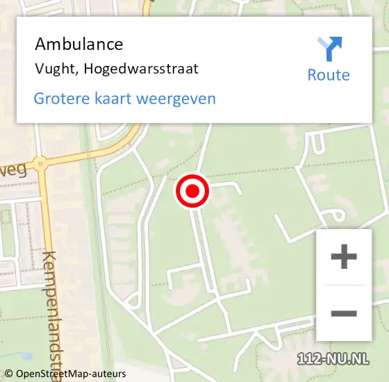 Locatie op kaart van de 112 melding: Ambulance Vught, Hogedwarsstraat op 30 september 2019 08:57