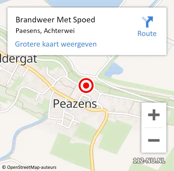 Locatie op kaart van de 112 melding: Brandweer Met Spoed Naar Paesens, Achterwei op 30 september 2019 10:00