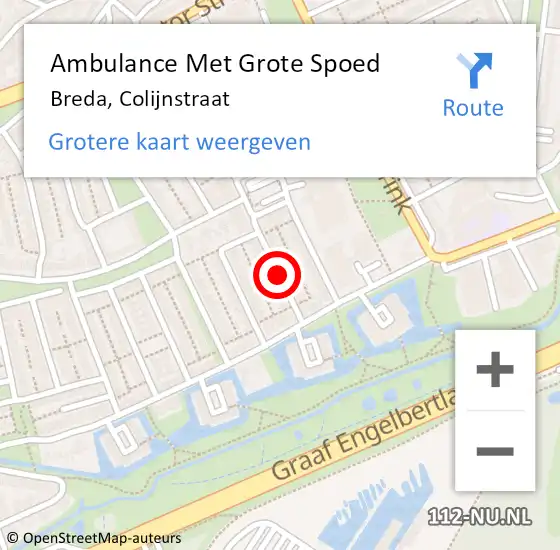 Locatie op kaart van de 112 melding: Ambulance Met Grote Spoed Naar Breda, Colijnstraat op 30 september 2019 10:33
